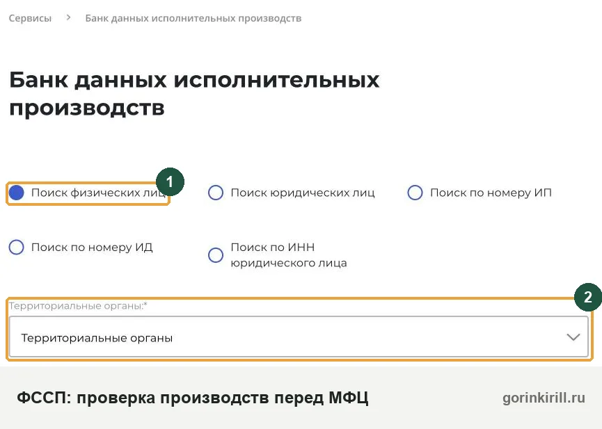 Банкротство через МФЦ: проверка оконченных производств в банке данных ФССП
