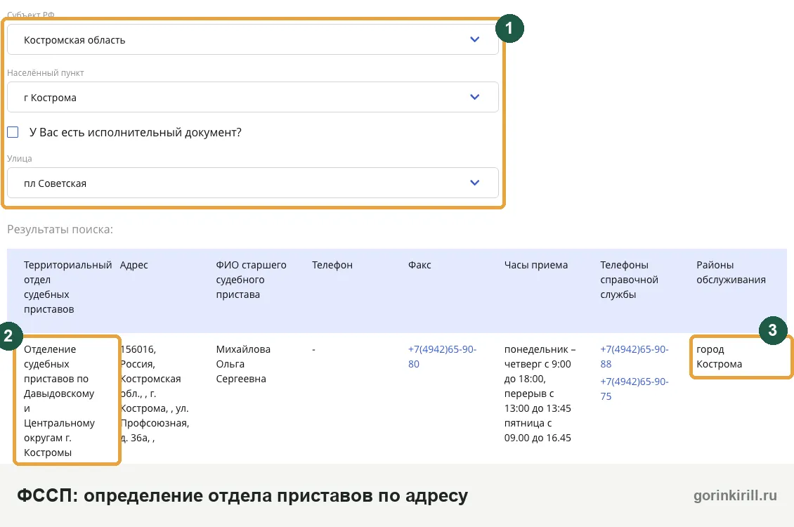 Как узнать отдел судебных приставов по адресу должника на сайте ФССП: регион, город, улица и найденный отдел