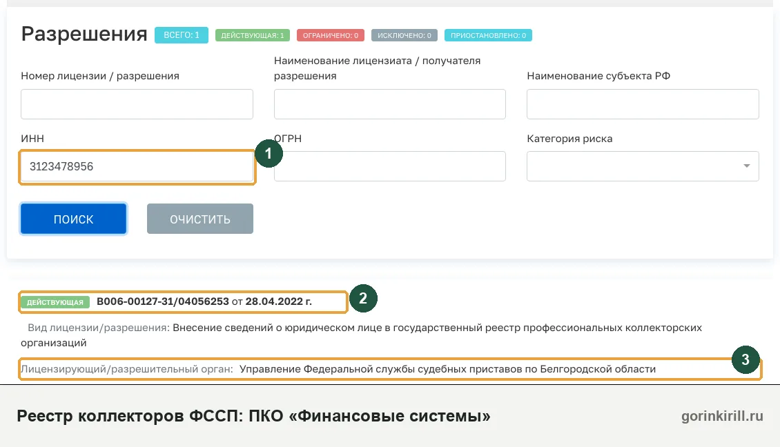 ООО «Финансовые системы» (Белгород) в государственном реестре коллекторских организаций ФССП: статус «Действующая», запись от 28.04.2022