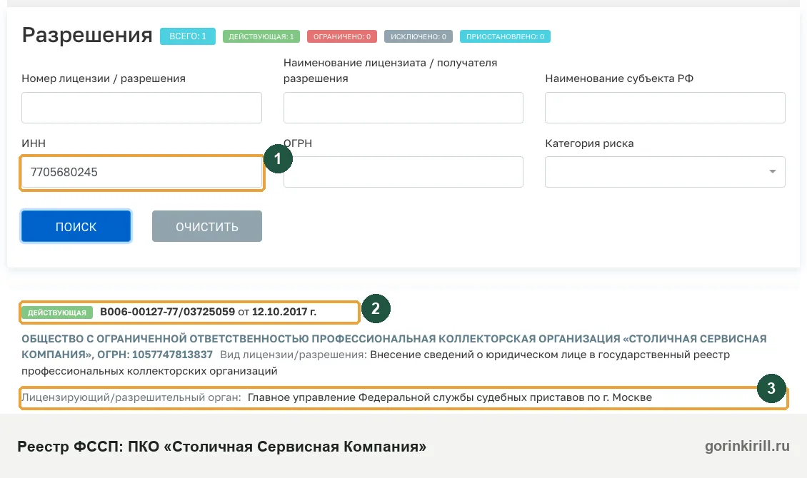 ООО ПКО «Столичная Сервисная Компания» в государственном реестре коллекторских организаций ФССП: статус «Действующая», запись от 12.10.2017