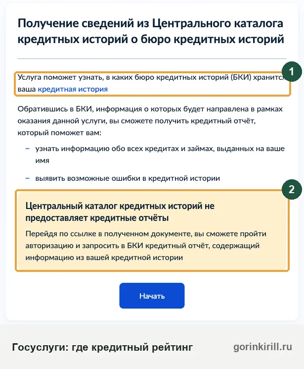 Кредитный рейтинг через Госуслуги: услуга «Получение сведений из Центрального каталога кредитных историй о бюро»