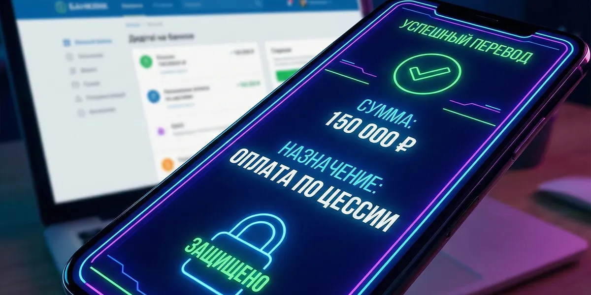 Оплата: перевод денег только от цессионария и только по реквизитам цедента